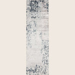 Contemporary rectangular area rug with abstract, distressed design in gray