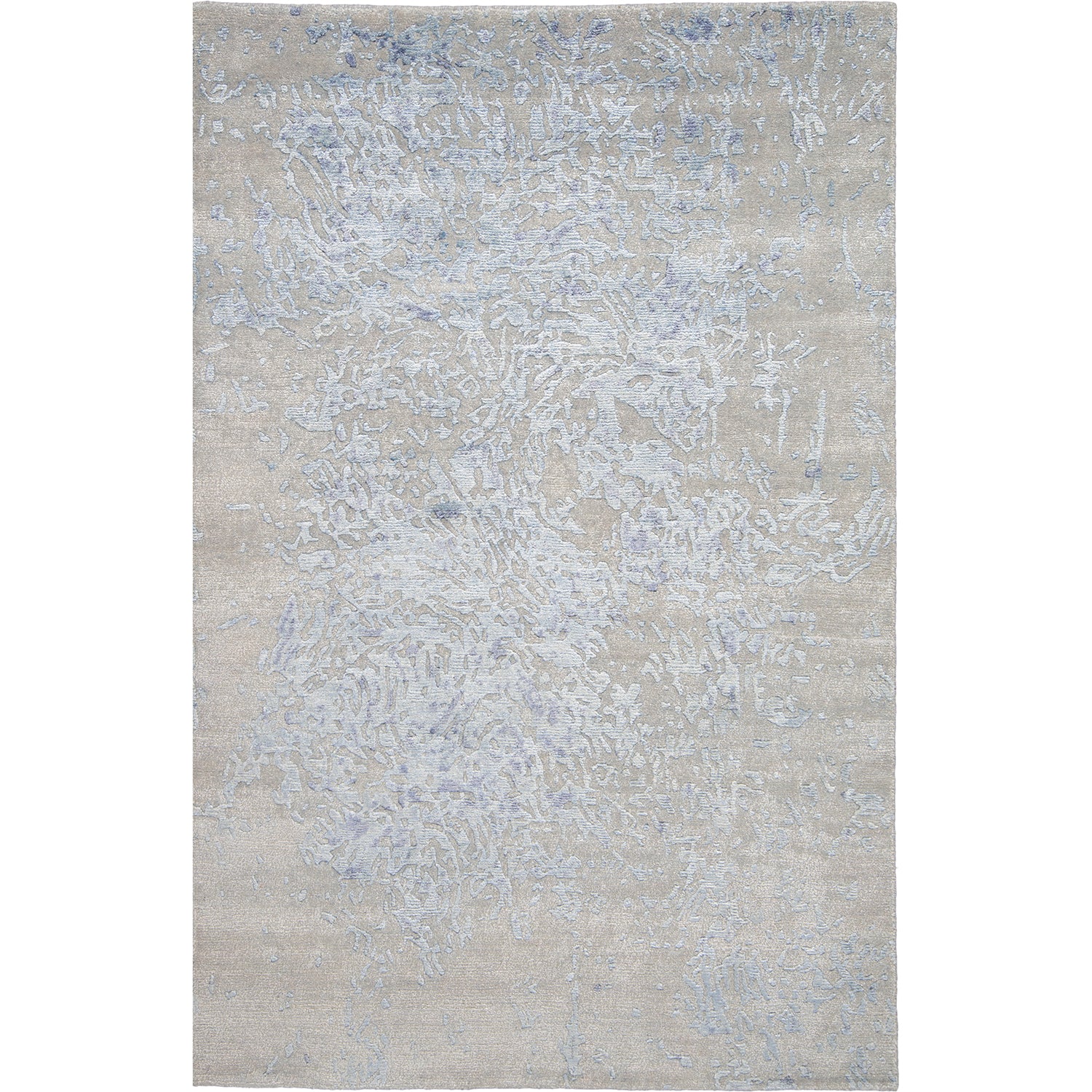 Contemporary rectangular area rug with intricate coral-inspired pattern in beige.