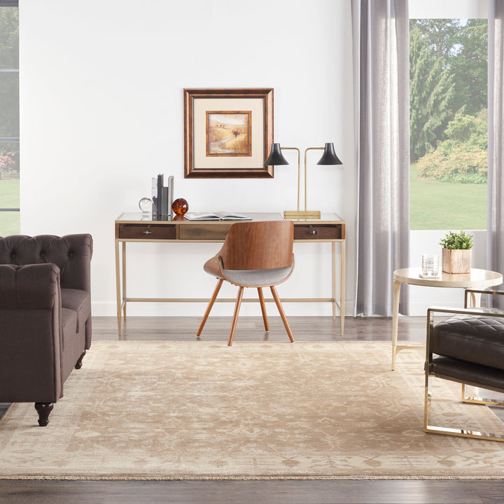 Minimalist home office setup with sleek desk and mid-century accents.