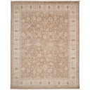 An elegant, traditional-style rectangular rug with ornate symmetrical designs.