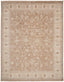 Intricate designs on a vintage beige carpet with ornamental motifs