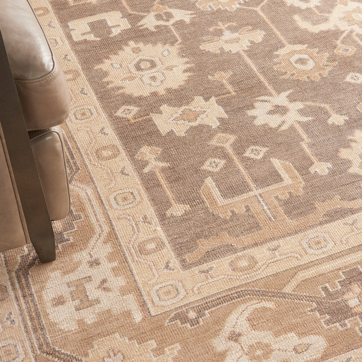 Southwestern-inspired area rug adds warmth and texture to room.