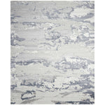 Contemporary abstract rug in shades of gray and white.