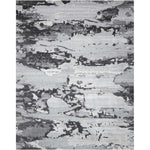 Contemporary abstract carpet with a neutral grey marble-like pattern.