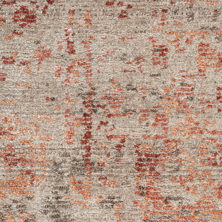 Intricate vintage rug with muted colors adds elegance to room.