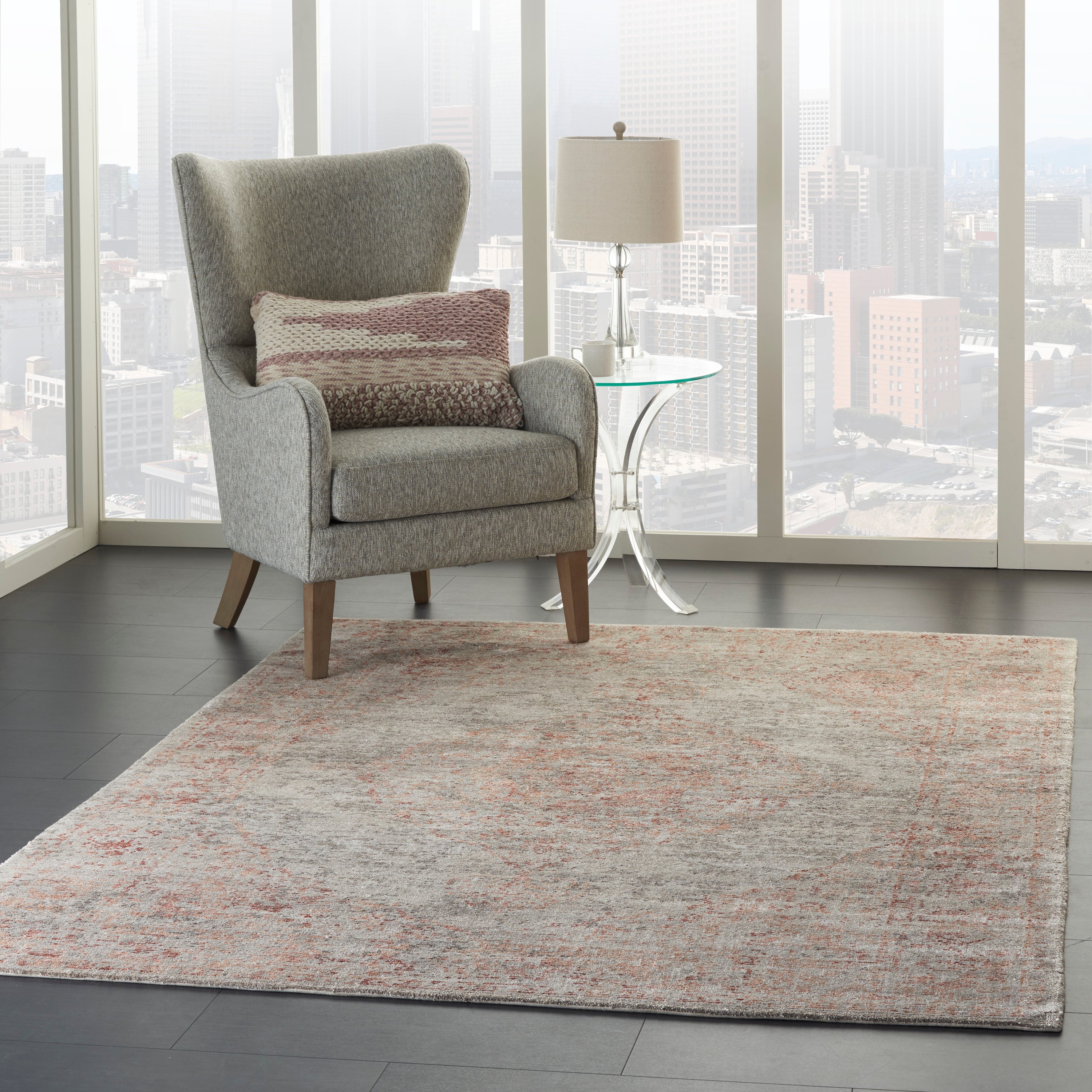 Urban elegance captured in a contemporary room with cityscape view.
