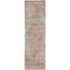 Vintage-inspired rectangular rug with faded floral motif and muted colors.