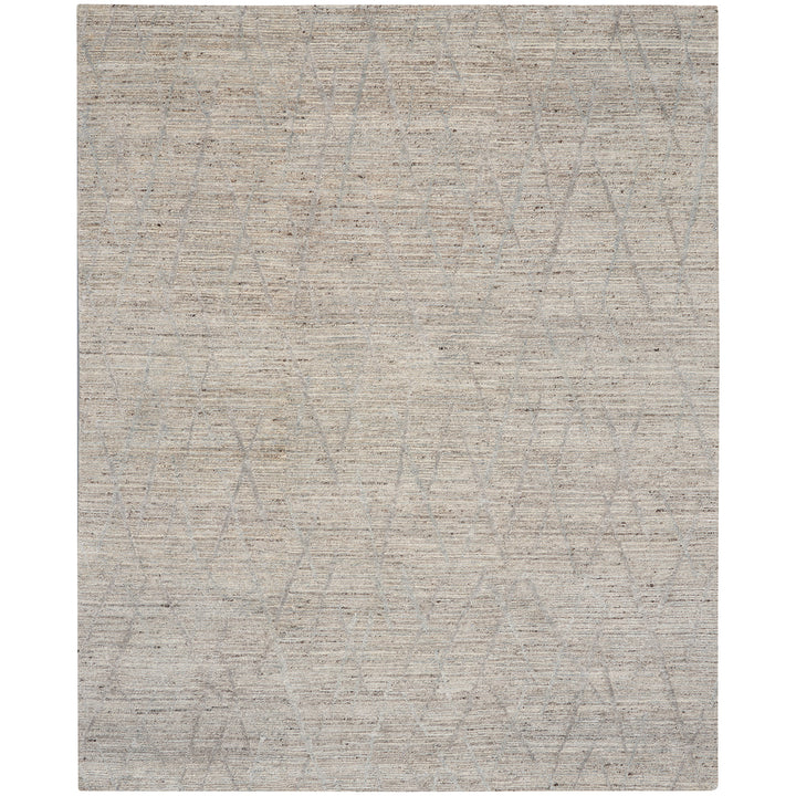 Modern neutral rug with abstract pattern adds sophistication to interiors.