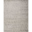 Modern, abstract rectangular area rug with irregular lines and geometric shapes in neutral tones and clean edges.