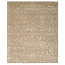 Intricately designed rectangular rug with stylized floral motifs on plush texture.