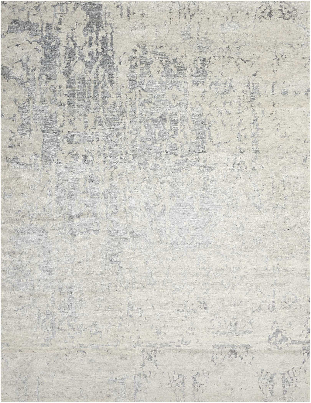 Abstract gray and white pattern, resembling a modern textured rug.