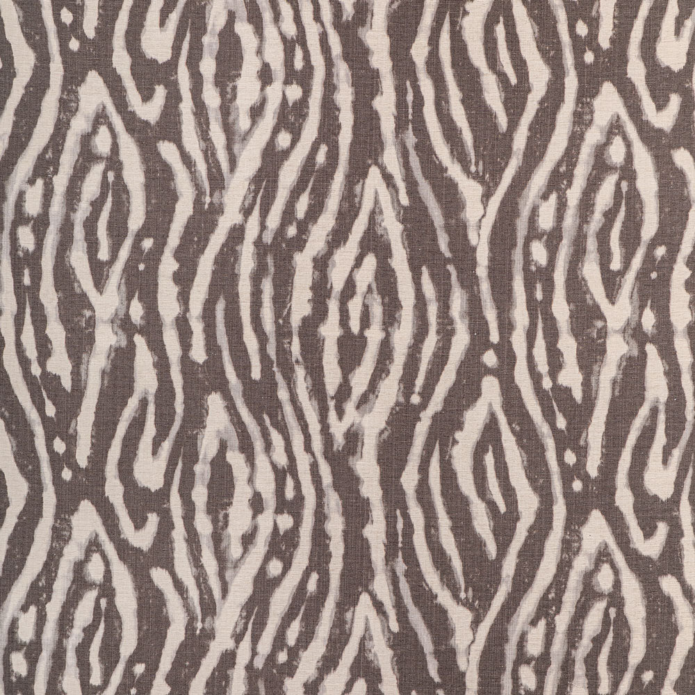 Exotic zebra-inspired fabric with irregular dark wavy stripes on light background.