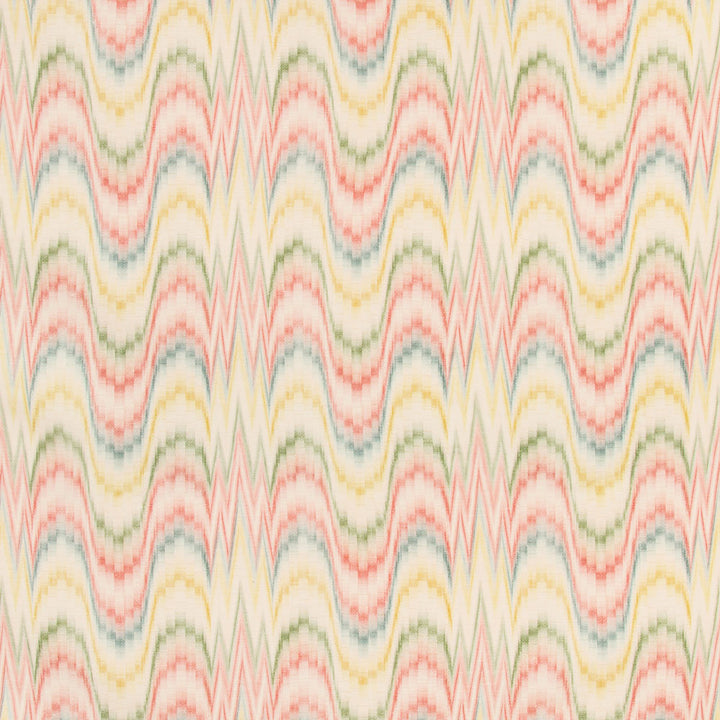 Soft pastel wavy lines in repetitive zigzag formation create vintage pattern