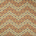 Ornate and decorative fabric with grid-like design in red and gold.