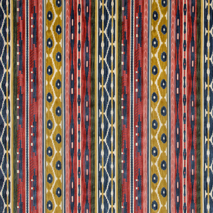 Vibrant, intricate textile showcasing diverse colors and geometric patterns.