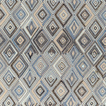 Complex and detailed geometric diamond pattern with beige, blue, and black shades.