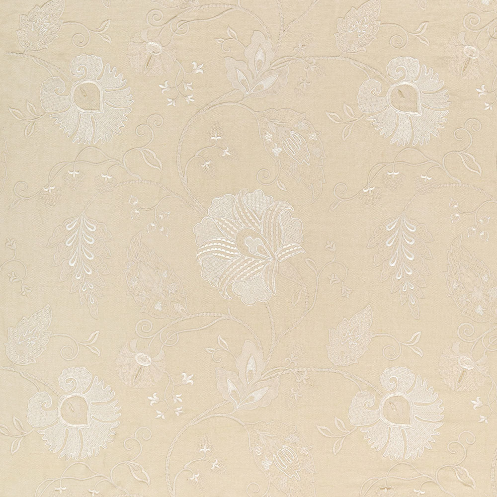 Elegant and sophisticated embroidered floral fabric for home decor.