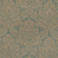 Symmetrical teal and gold brocade fabric with intricate floral design