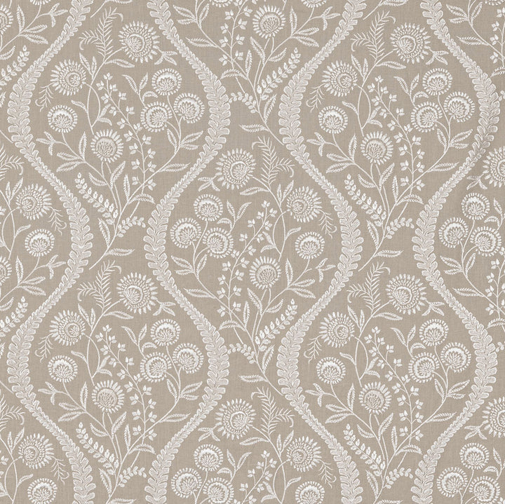 Elegant and intricately detailed floral fabric in a monochromatic design.