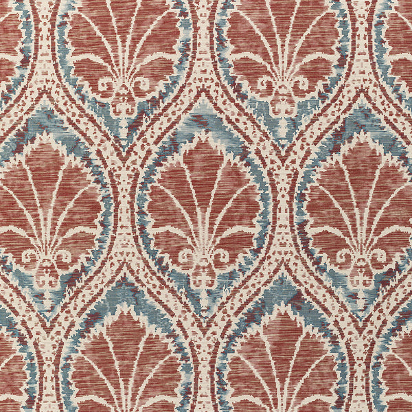 Intricate and traditional fabric design with ornate floral-inspired motifs.