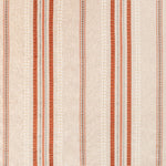 Natural cream fabric with rust-toned stripes and delicate embroidery.
