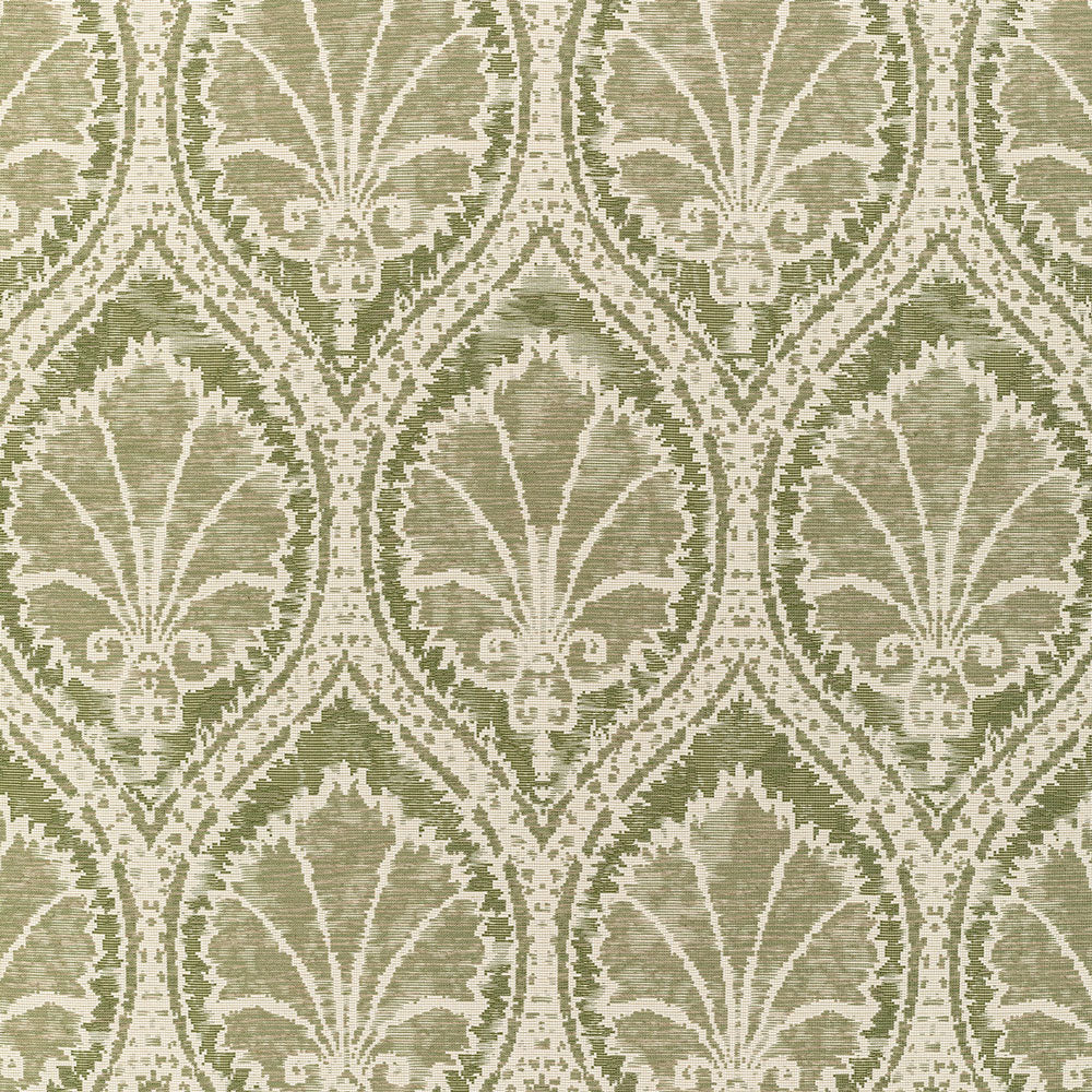 Elegant vintage-inspired textile with intricate botanical motifs in muted tones.