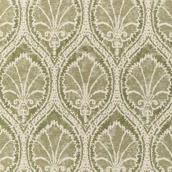Elegant vintage-inspired textile with intricate botanical motifs in muted tones.