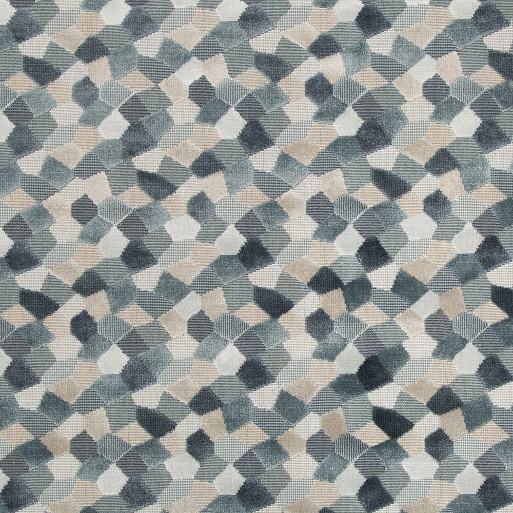 Abstract textile showcasing intricate geometric patterns in a monochromatic palette.