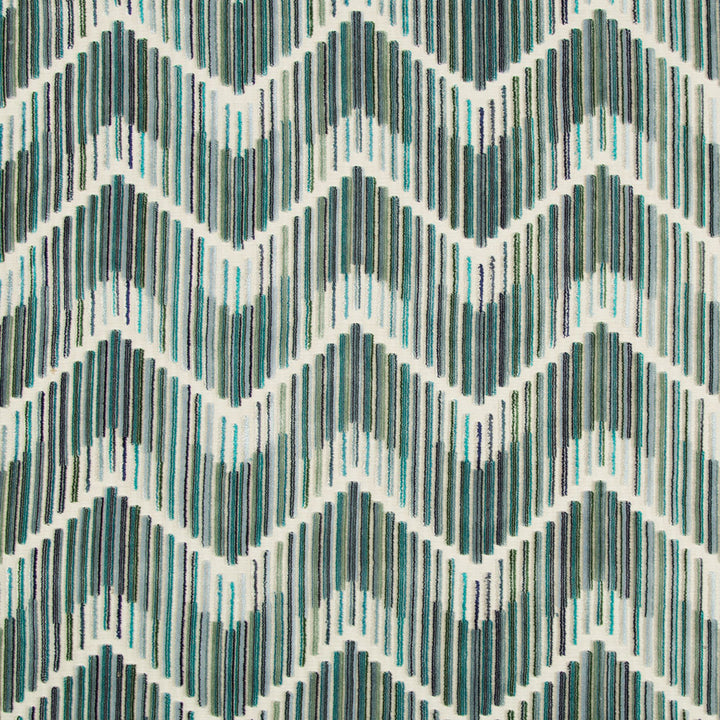 Zigzag textile pattern with shades of green and blue.