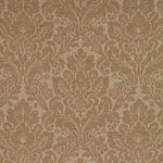 Classic damask pattern with intricate floral motifs in monochromatic brown.