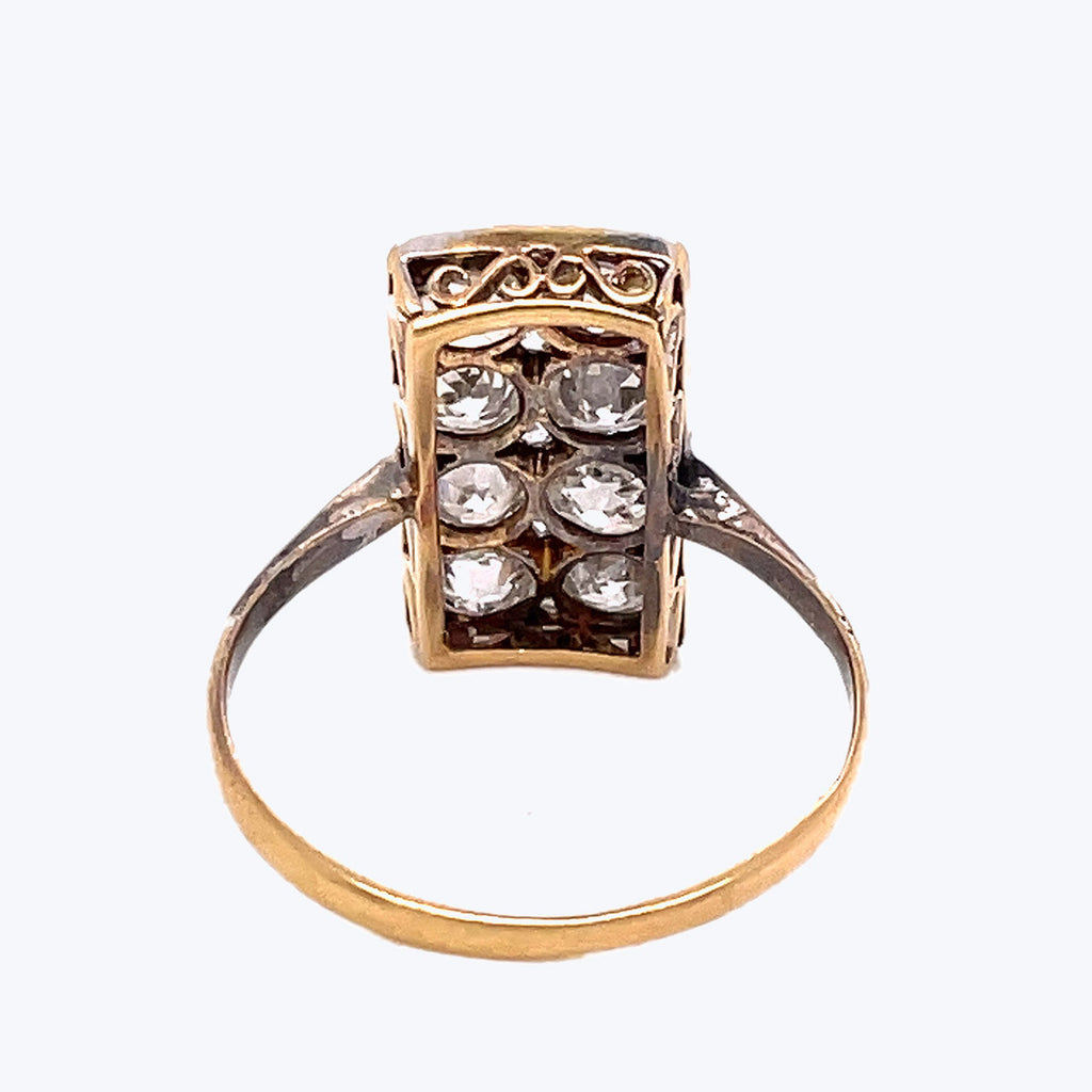 Art Deco Gold Diamond Ring, Size 8.5
