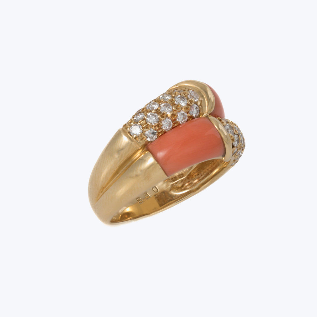 Vintage Coral and Diamond Ring Default Title