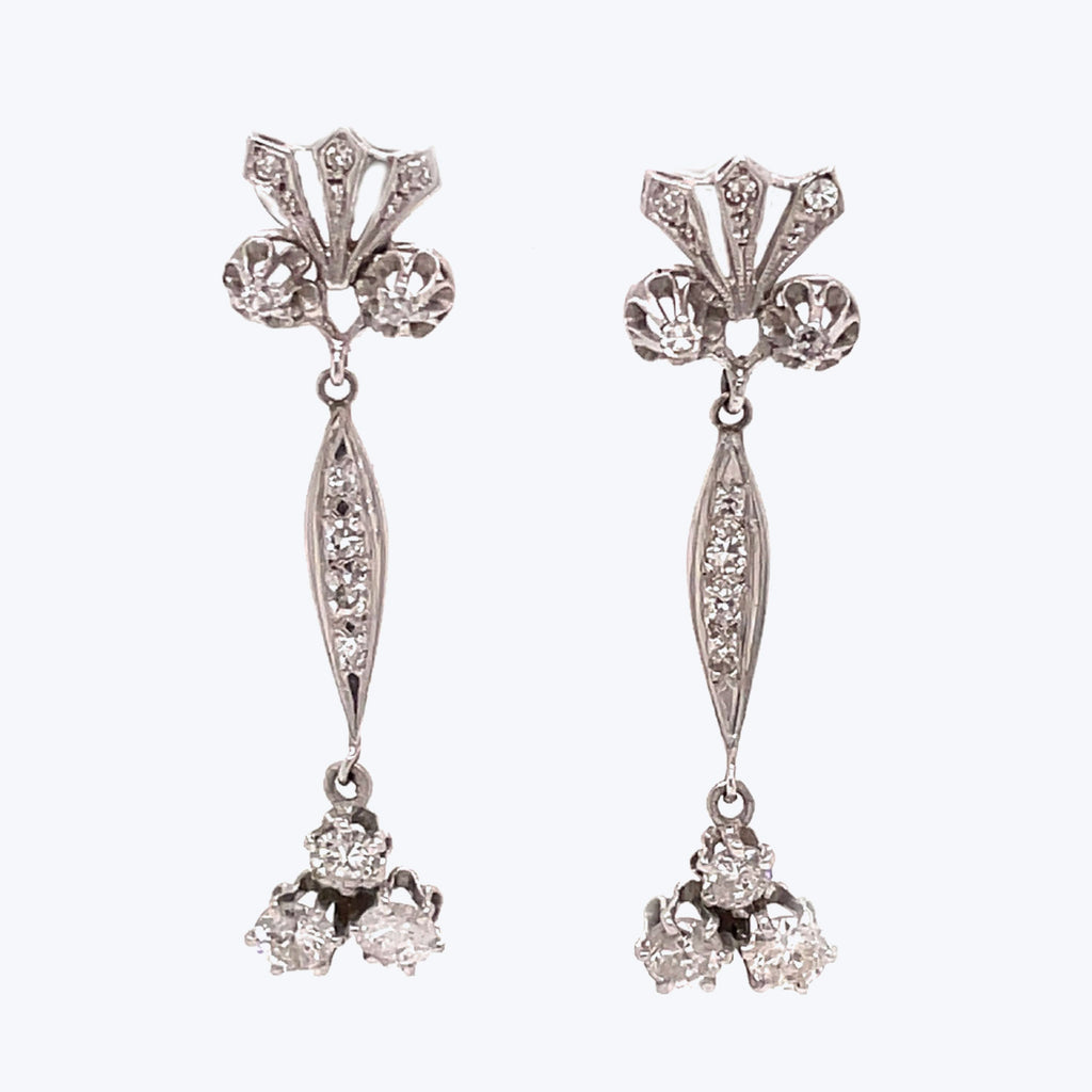 Vintage White Gold Diamond Earrings Default Title