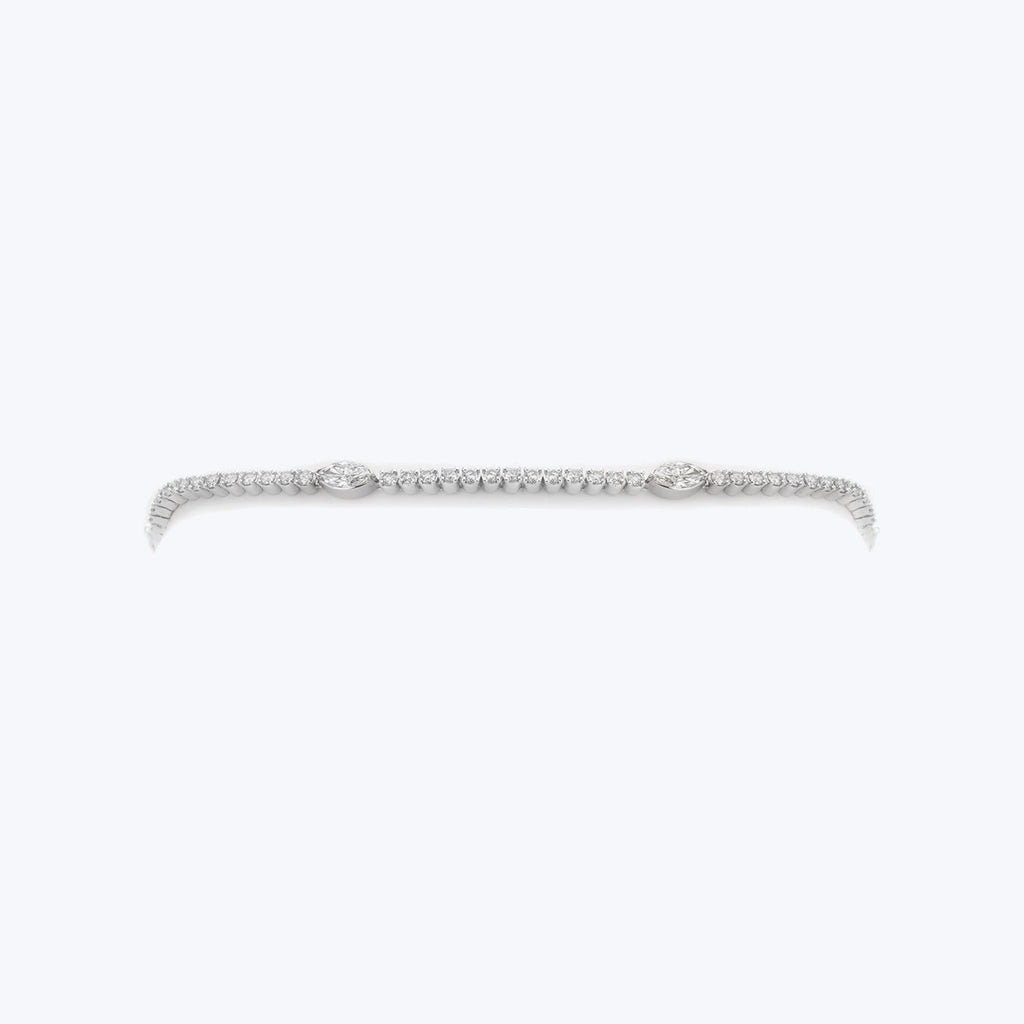 Contemporary 14k White Gold Diamond Line Bracelet Default Title
