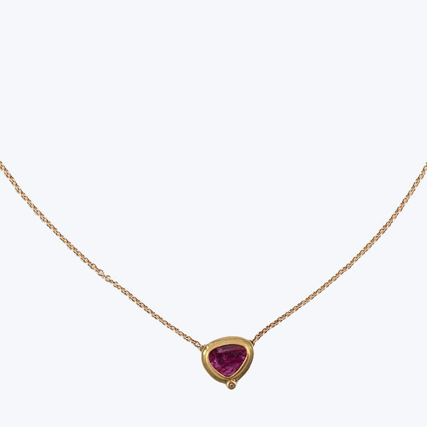 22k Gold Rosecut Ruby Necklace