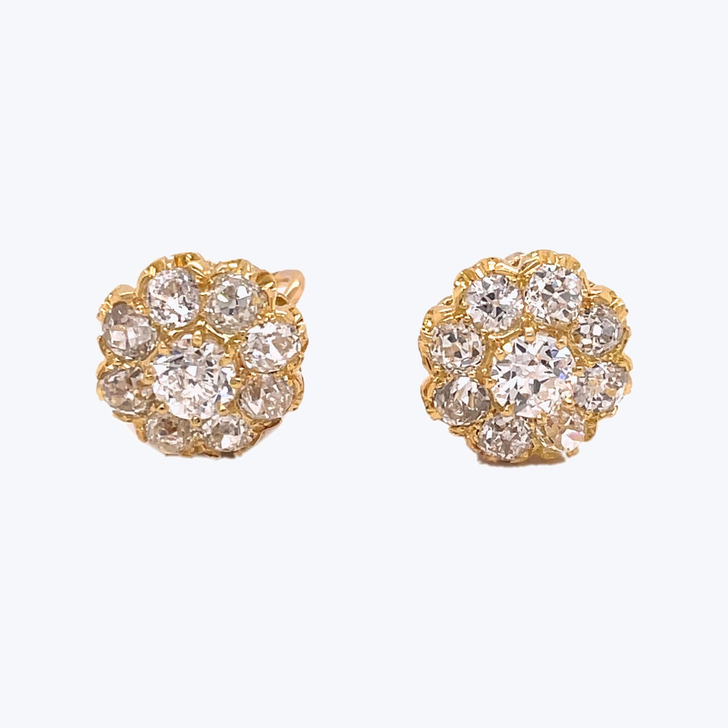 Victorian French Diamond Cluster Earrings