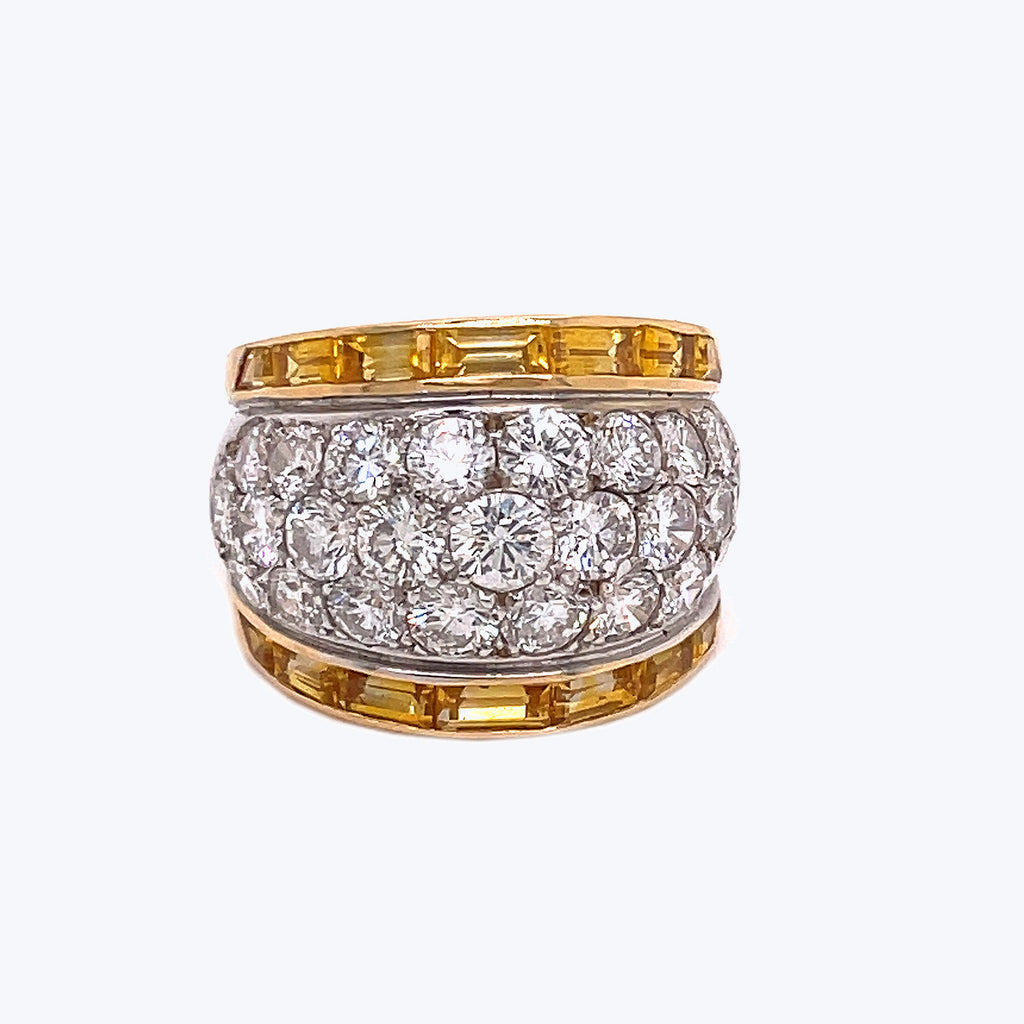 Vintage French 18k Diamond, Sapphire Boule Ring Default Title