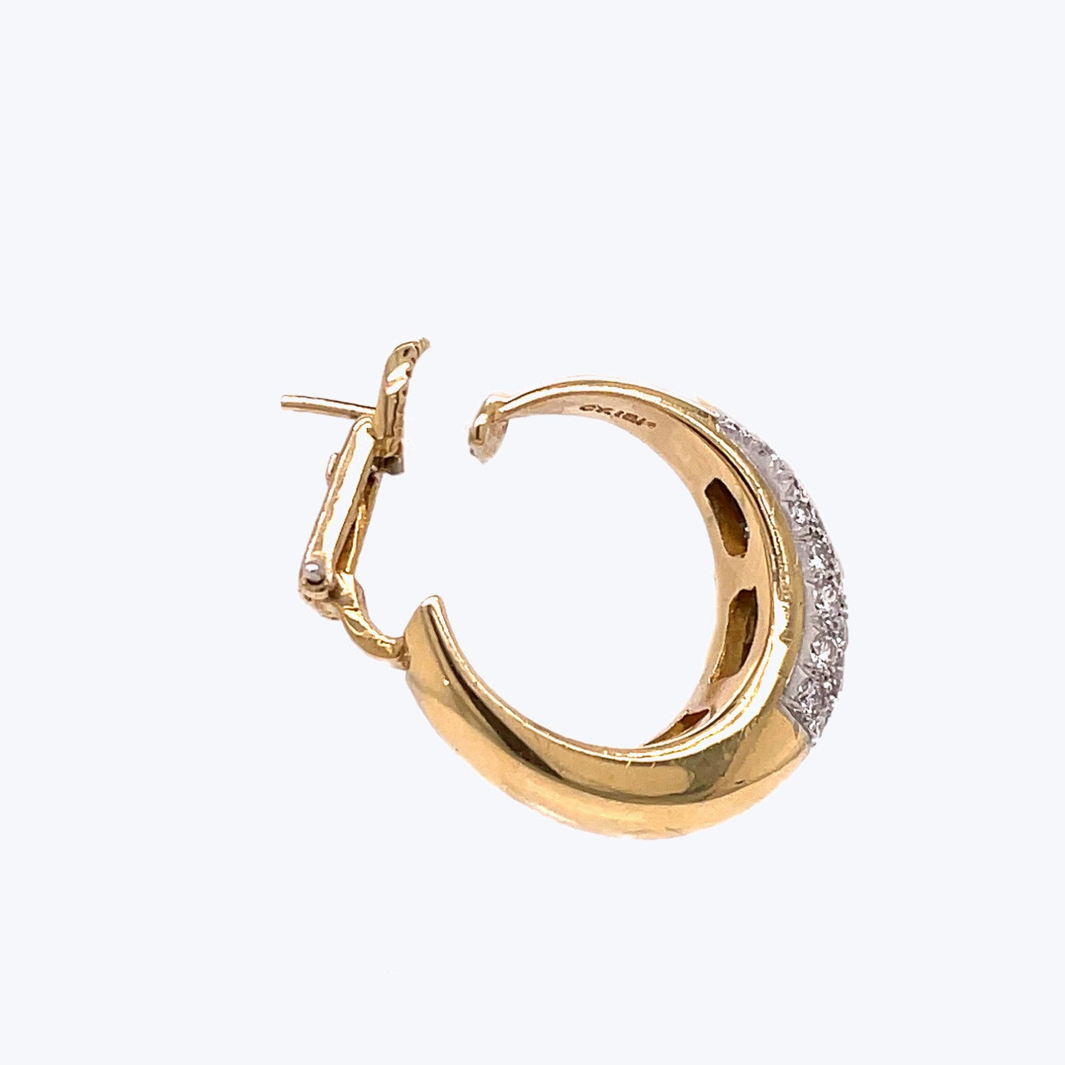 Vintage 18K Gold Diamond Hoop Earrings Default Title