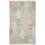 Geometric rug with pastel gradient and clean edges, high quality.