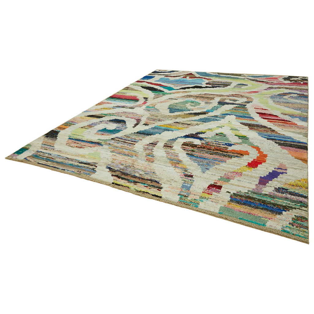 Vibrant and contemporary area rug showcasing abstract design with diverse colors.