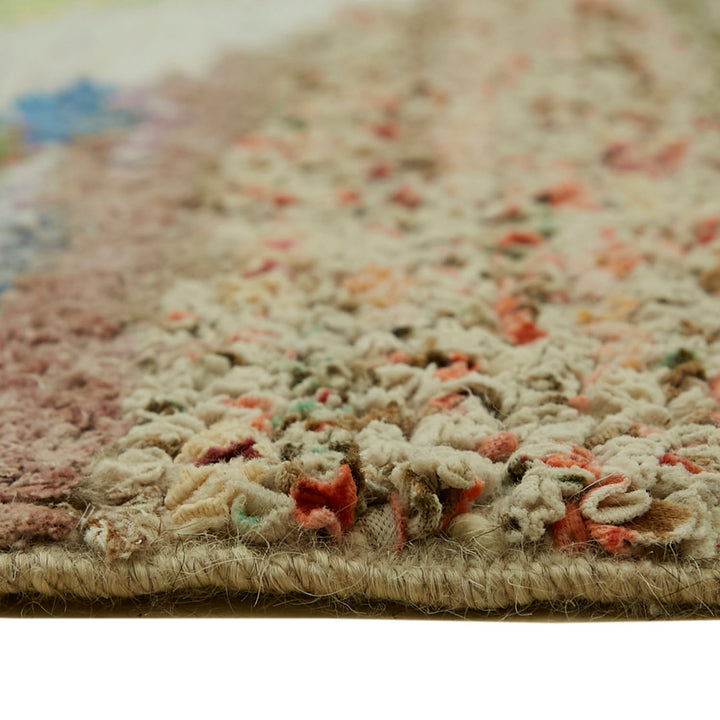 Close-up of vibrant multicolored carpet with plush, luxurious texture.