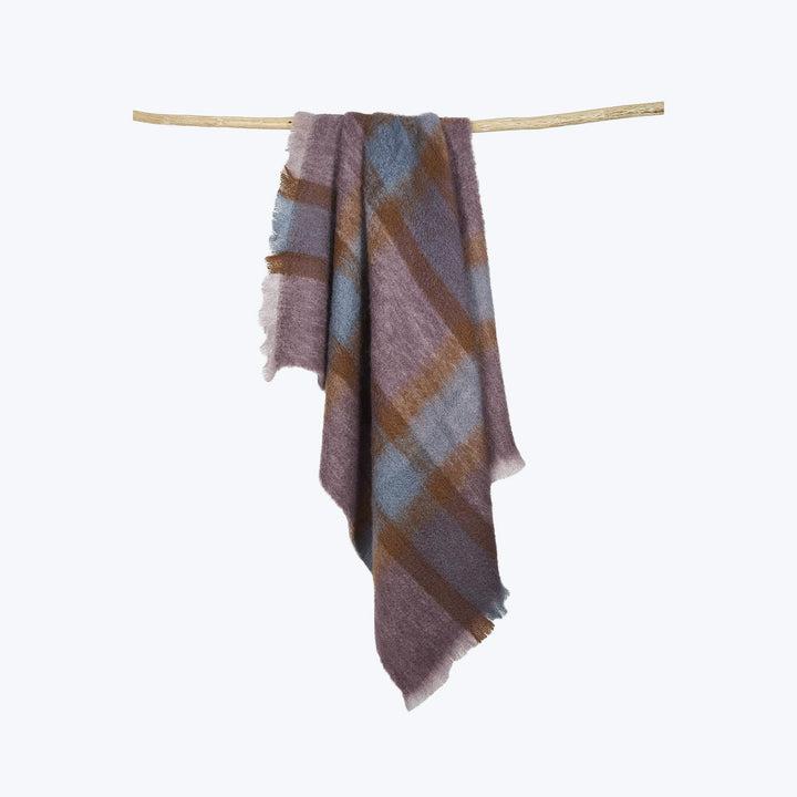 Mohair Buffalo Check Throw-Iris