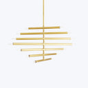 Modern minimalist chandelier with a sleek gold finish and tiered design.
