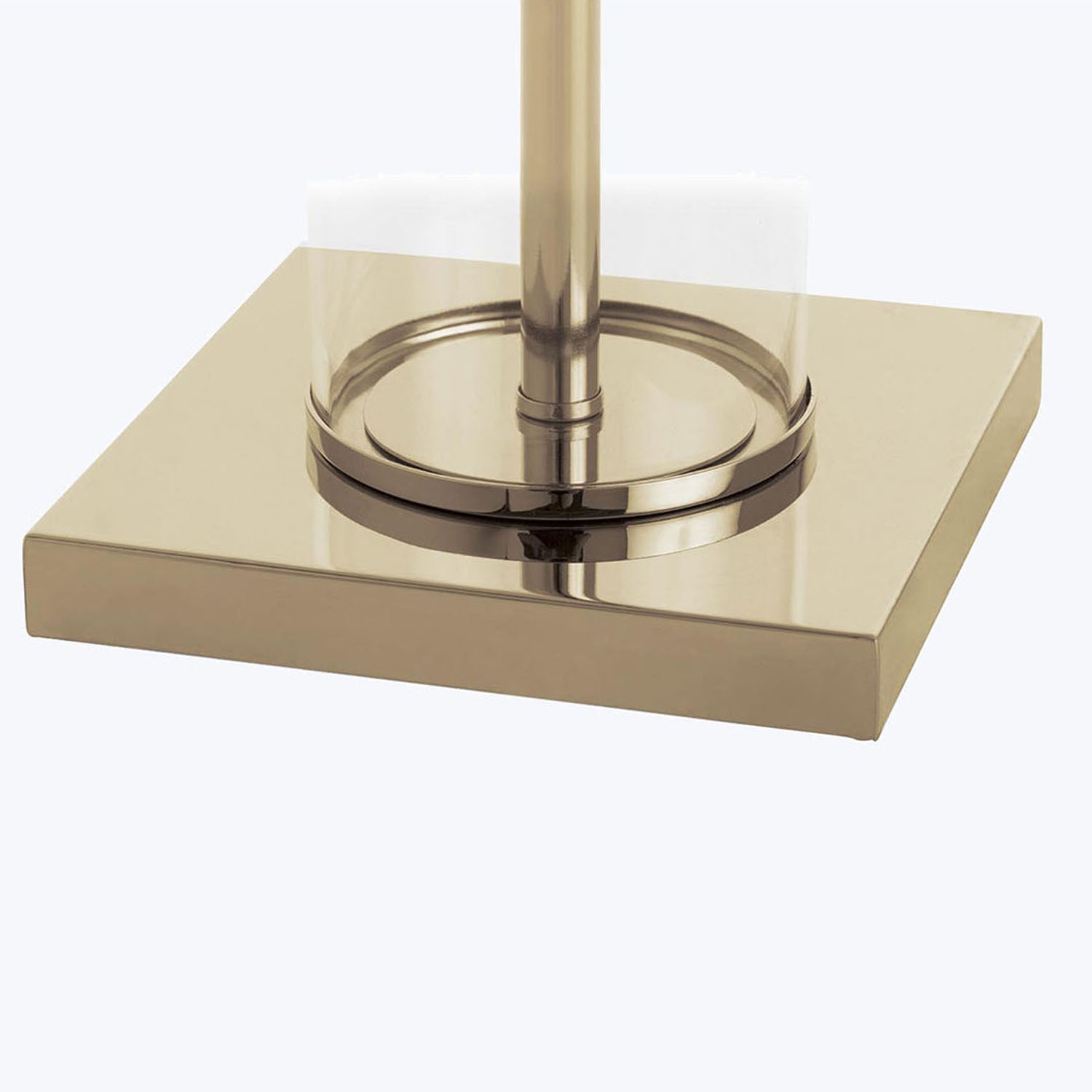 Sleek and modern square-shaped lamp base with polished gold finish.