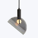 Sleek and contemporary pendant light with ribbed glass shade design