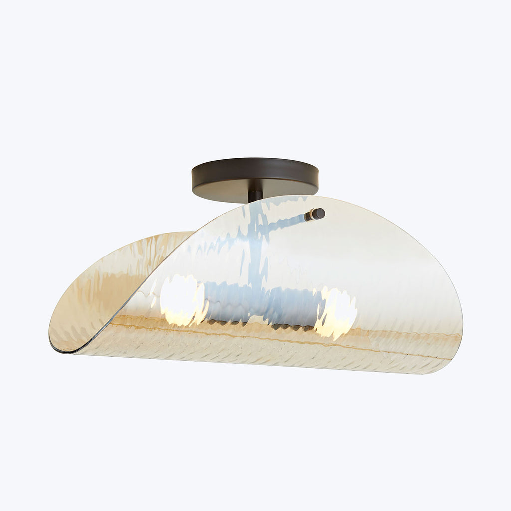 Contemporary ceiling light fixture with unique organically shaped metallic shade