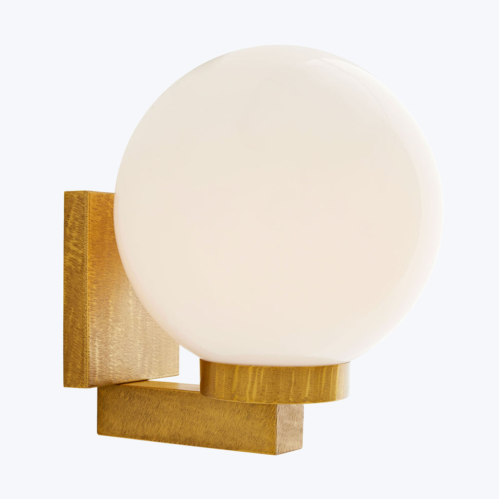 Modern wall-mounted light fixture with frosted glass shade and luxury finish.