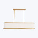 Modern pendant light with sleek golden edges and minimalist design.