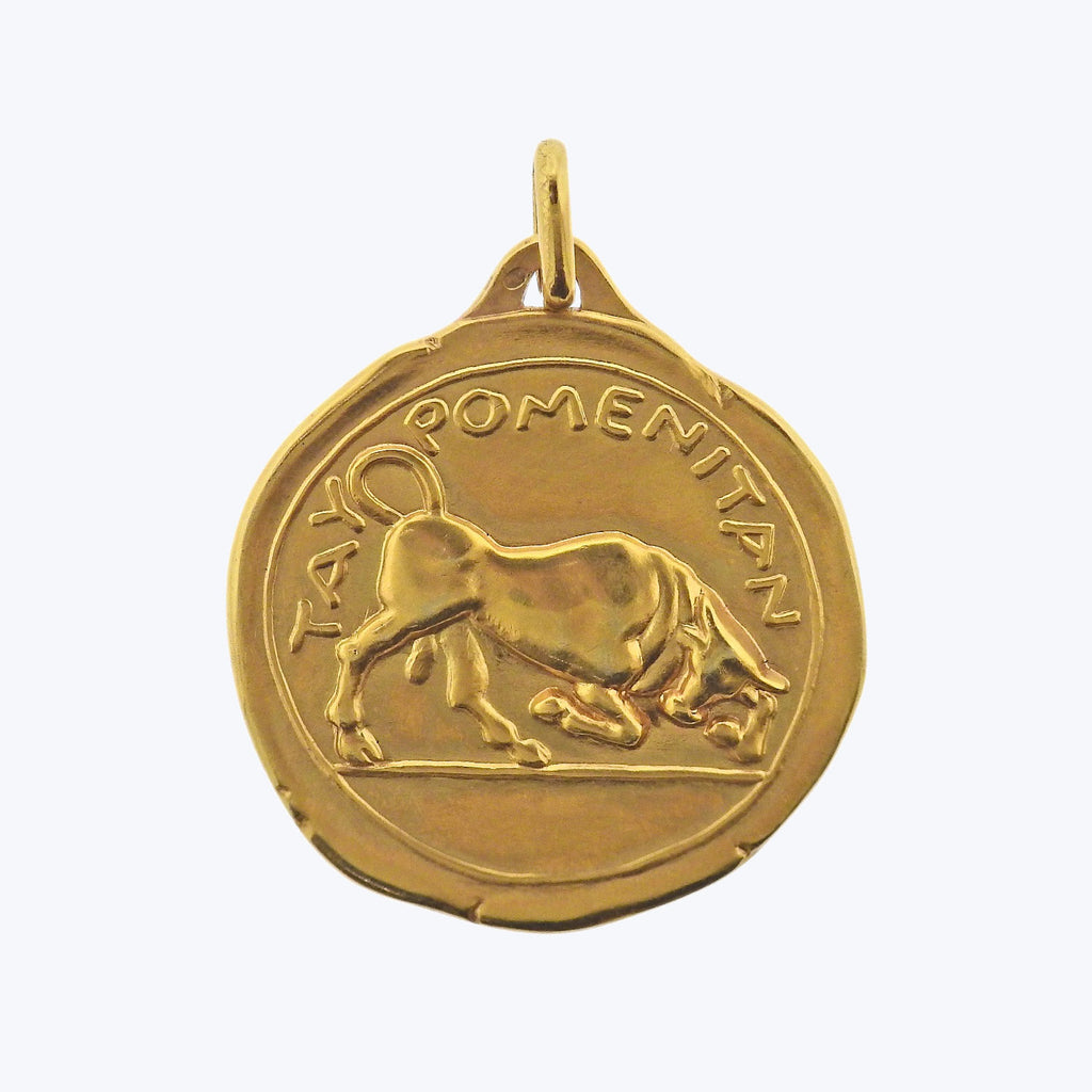 Vintage 18KY Charms Gold Zodiac 'Taurus' Pendant