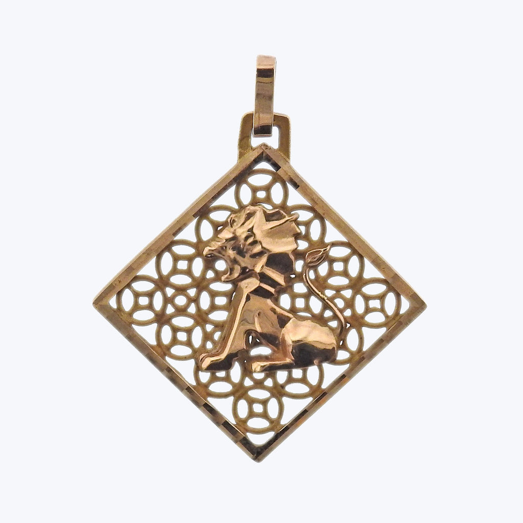 Vintage Charm 18KY Gold Zodiac 'Leo' Pendant
